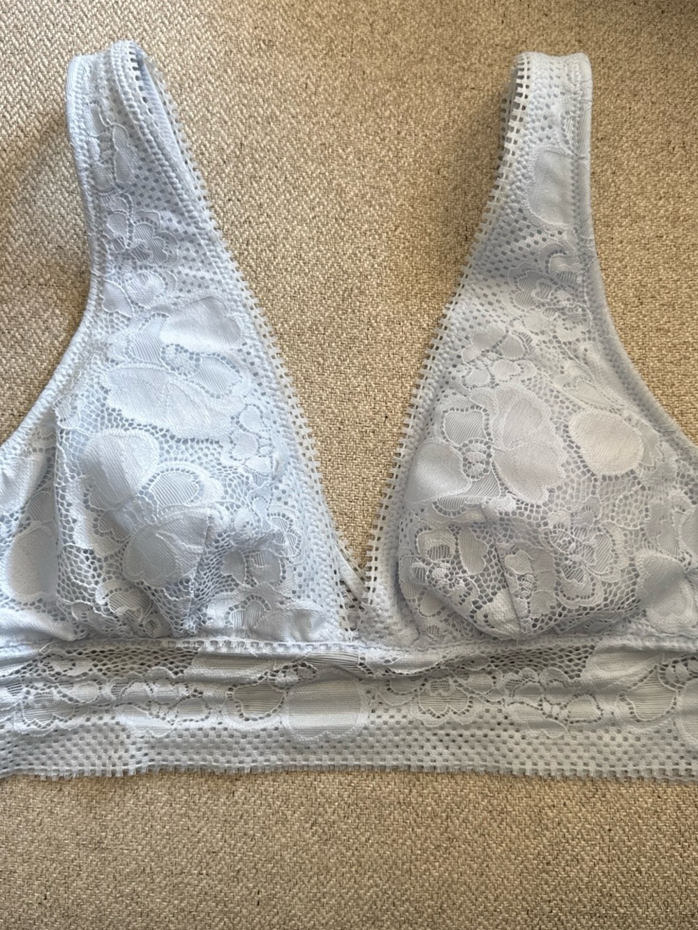 aerie Light Gray Lace Bralette - Soft Floral Lace